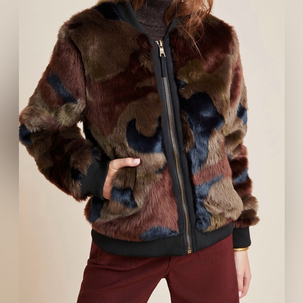 Marrakech Camo Faux Fur Bomber Jacket